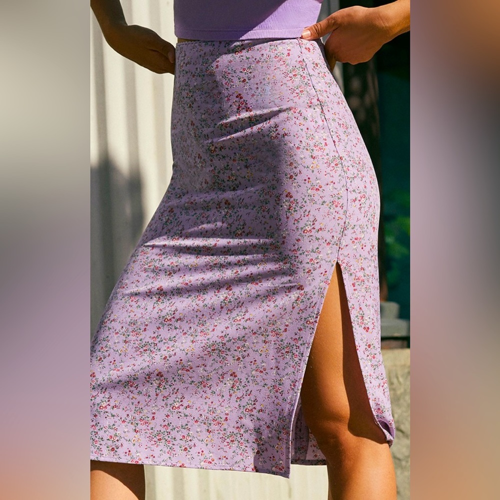 PacSun John Galt Phoebe Midi Skirt - Purple Floral
